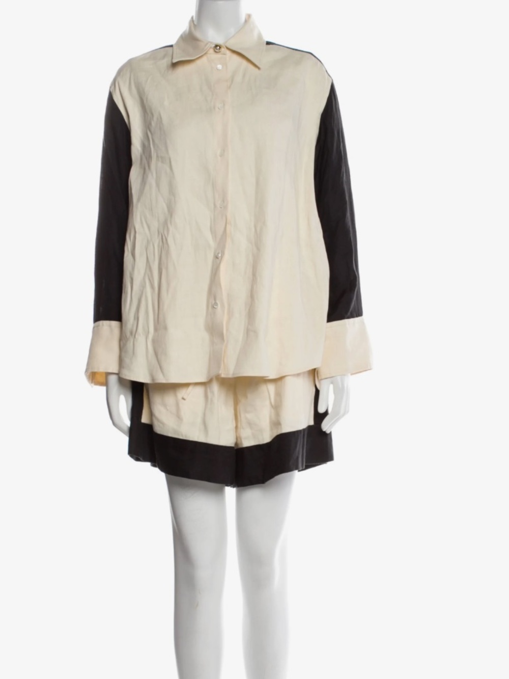 Sandro Linen Cardigan Short Set In Beige Black Size XS/2 Women's Clothing NWT